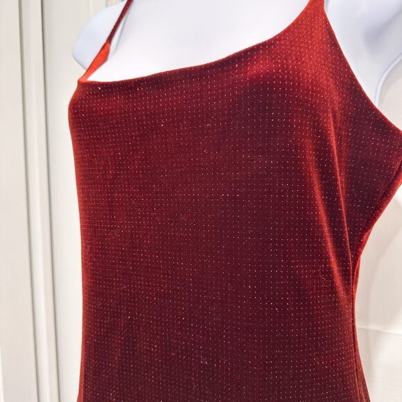 Vintage Y2K Red Velvet Glitter Mini Bodycon Vamp Dress. - Picture 4 of 7
